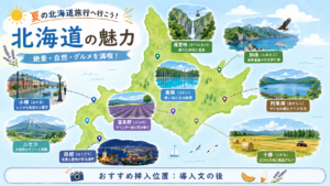 北海道の夏旅をイメージできる全体マップ